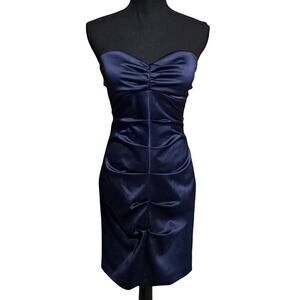 Jump Apparel by Wendye Chaitin Midnight Blue Ruched Strapless Dress 5/6